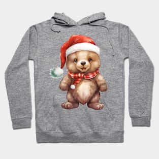 Grizzly Bear in Santa Hat Hoodie